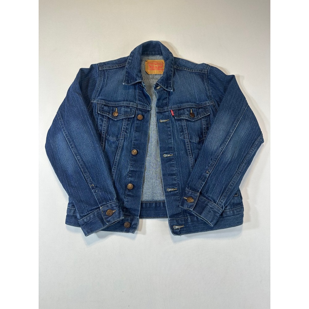 Levi's Youth Kids Boys Girls Denim Trucker Jacket Blue Jean Size L (12/14)